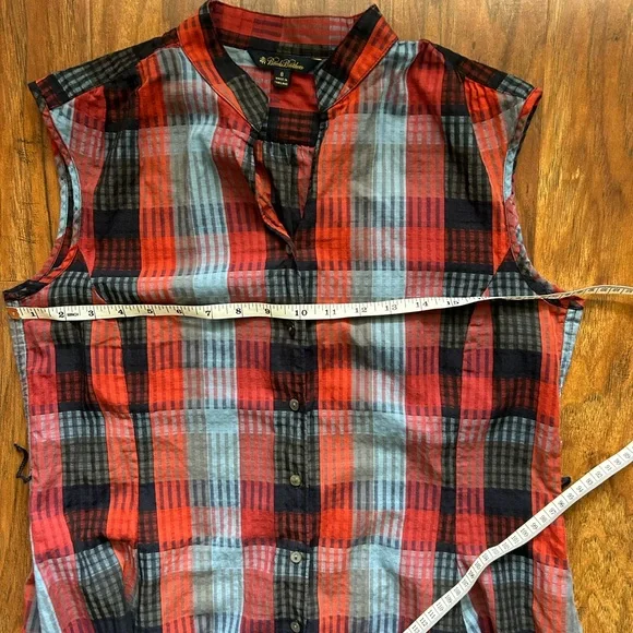 Brooks Brothers Red and Blue Plaid Midi Dress Cap Sleeveless Seersucker Size 8 - Picture 7 of 9
